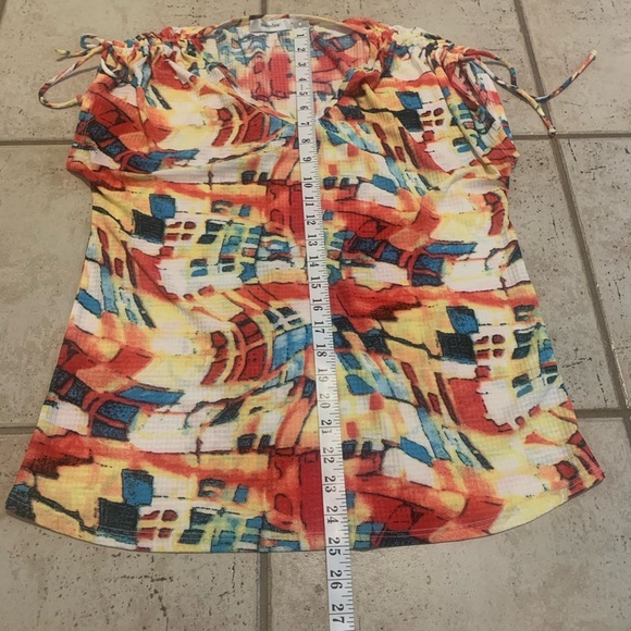 💜 Mandee Abstract Print Tie-Shoulder Blouse - Size M - Picture 6 of 6